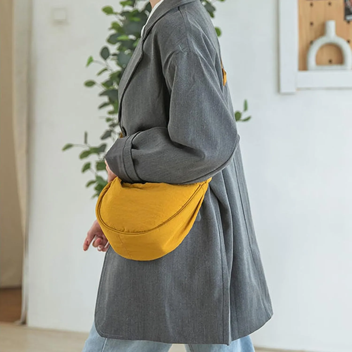 Crescent Bag for Women Men Small Nylon Crossbody Lightweight Shoulder Purse Travel Waist Bag