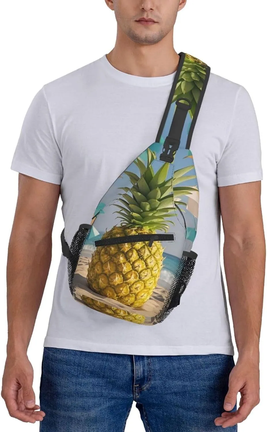 Crossbody Bag for Women Men Beach Geometric Pineapple Chest Bag Crossbody Sling Bag Adjustable Shoulder Bag