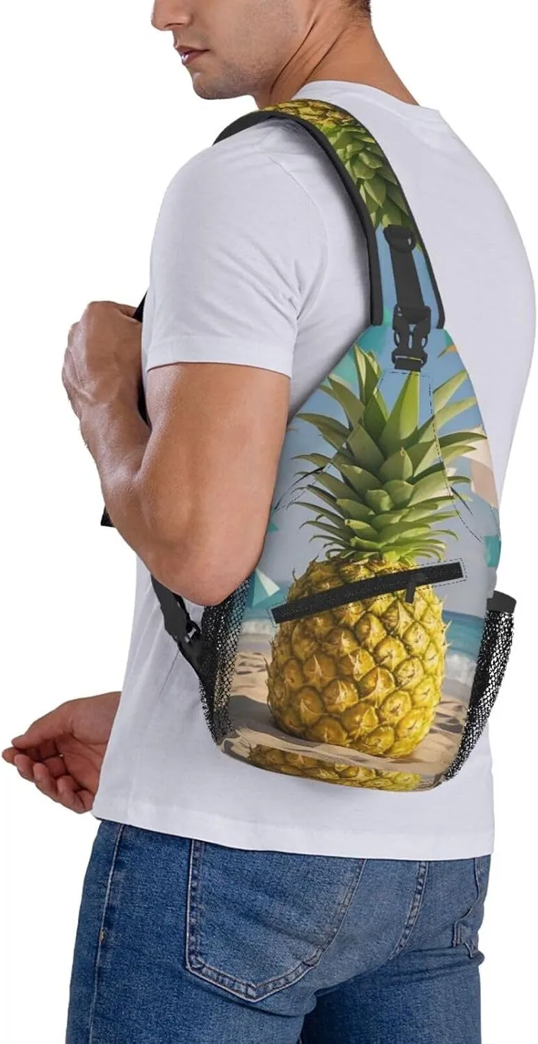 Crossbody Bag for Women Men Beach Geometric Pineapple Chest Bag Crossbody Sling Bag Adjustable Shoulder Bag