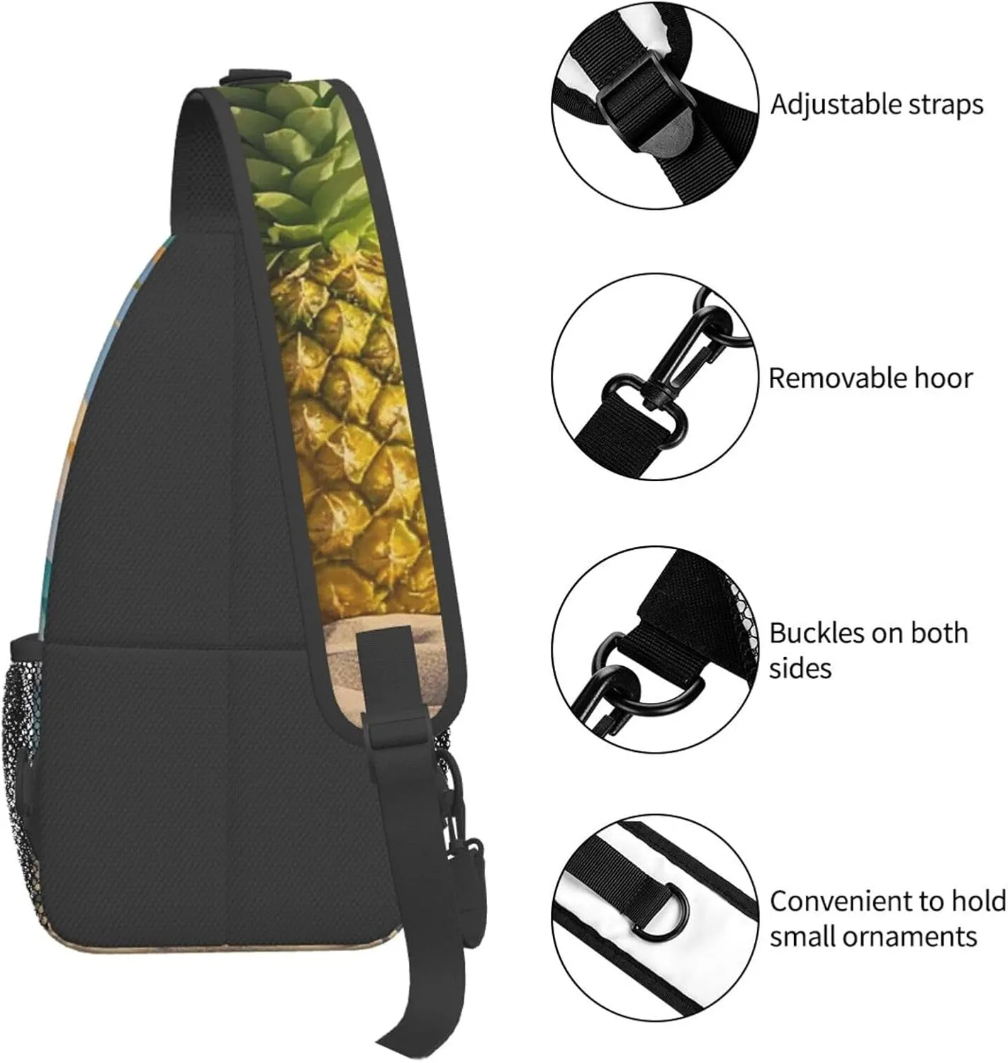 Crossbody Bag for Women Men Beach Geometric Pineapple Chest Bag Crossbody Sling Bag Adjustable Shoulder Bag