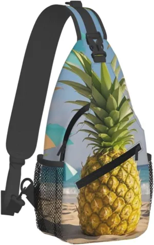Crossbody Bag for Women Men Beach Geometric Pineapple Chest Bag Crossbody Sling Bag Adjustable Shoulder Bag