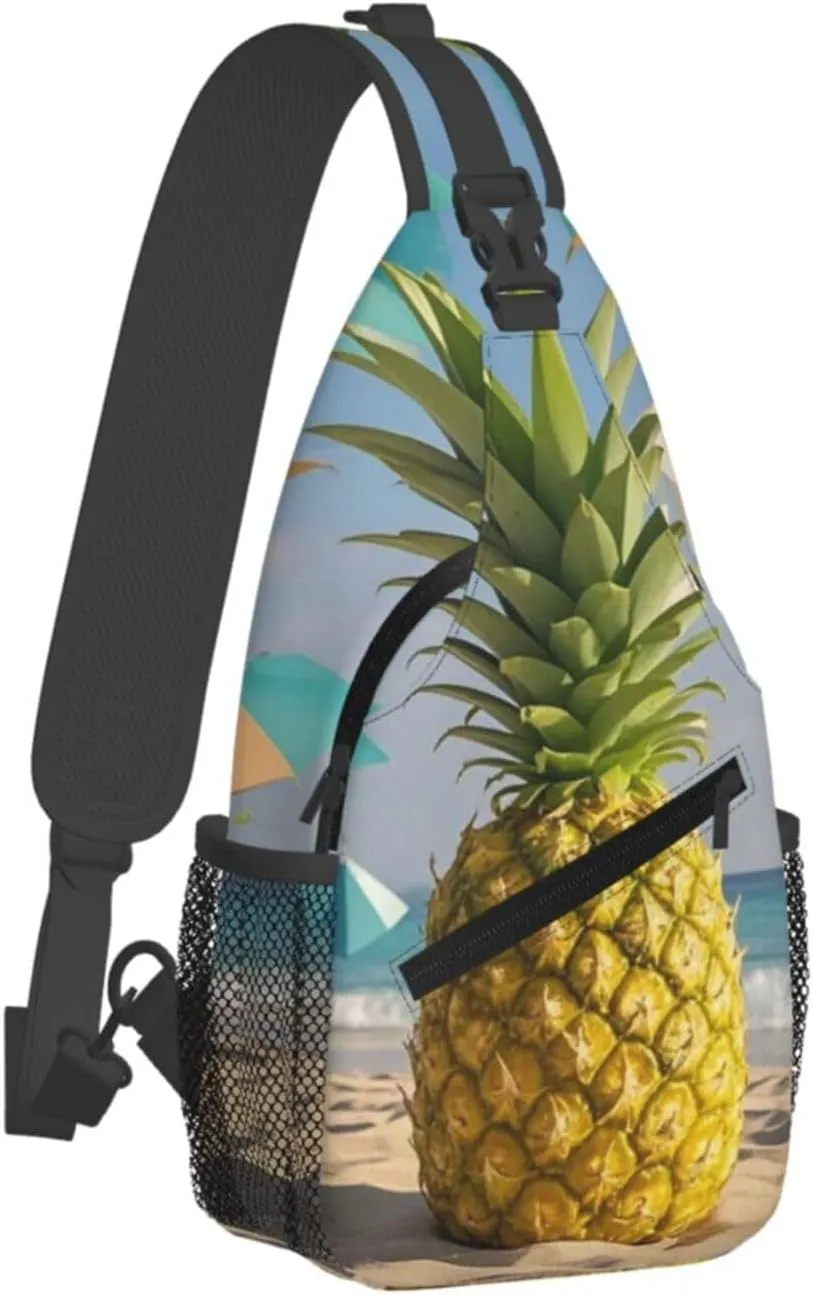 Crossbody Bag for Women Men Beach Geometric Pineapple Chest Bag Crossbody Sling Bag Adjustable Shoulder Bag