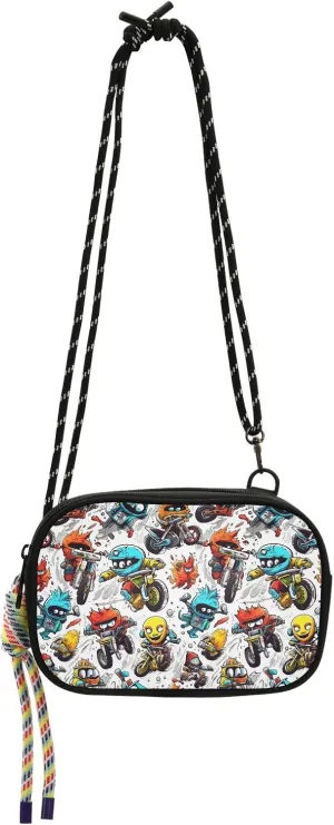 Crossbody Bag Monsters Motorbike Racing Pattern Phone Purse Small Handbag