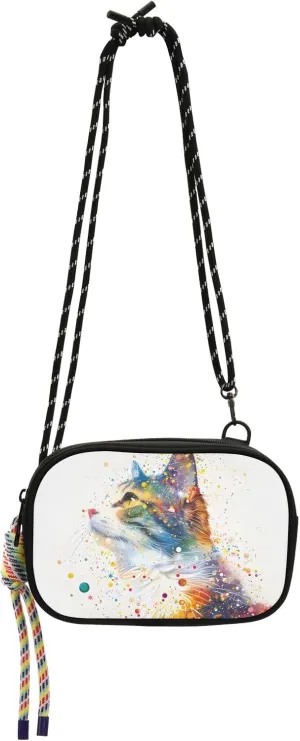 Crossbody Bag Outline Of Cat Full Of Spatial Star Phone Purse Small Handbag