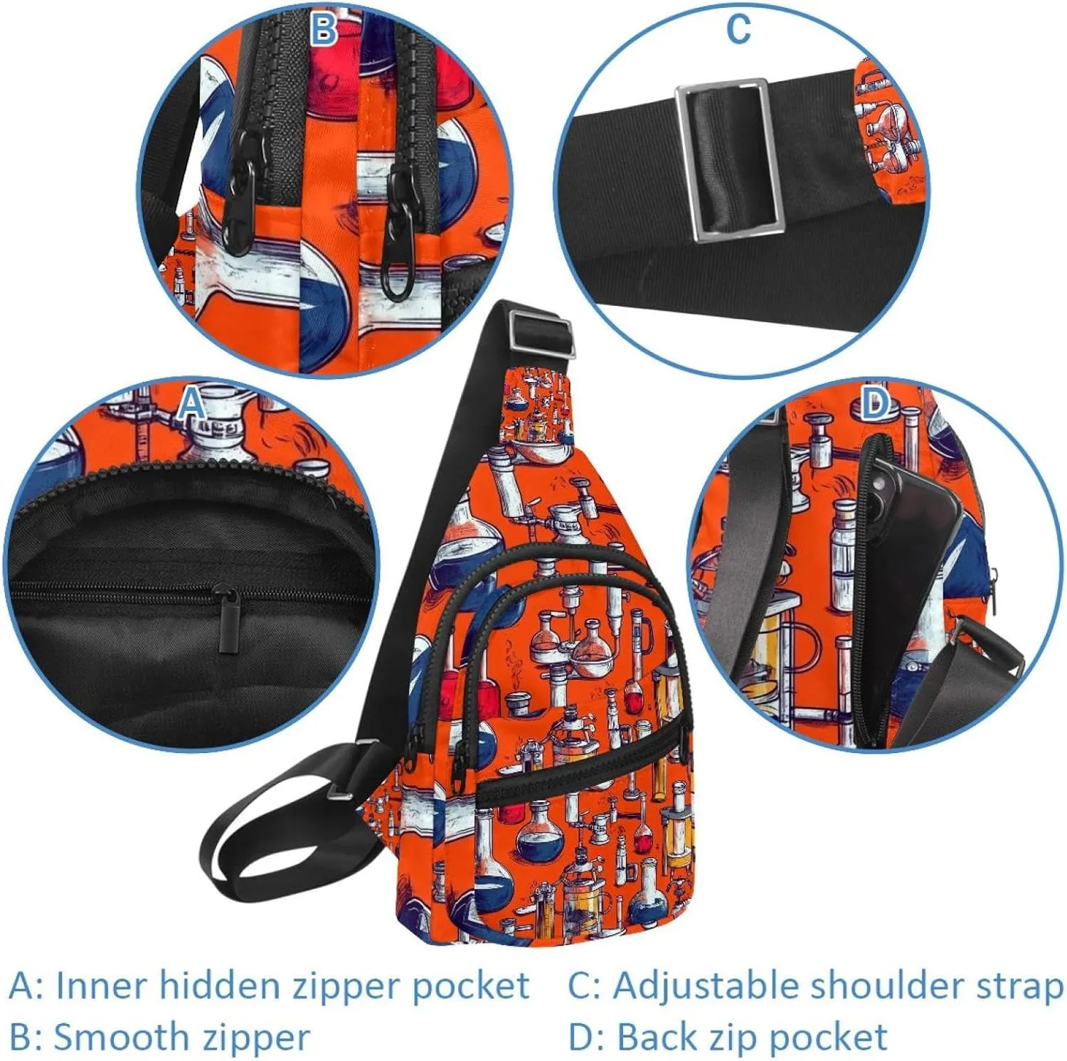 Crossbody Bags for Women Cross Body Bag for Woman Sling Bag Crossbody Bag Chemistry colored (1) Sling Backpack Travel