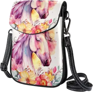 Crossbody Bags for Women,Crossbody Bag Men,Small Sling Bag,Colored Flower Bush Unicorn,Crossbody Purse