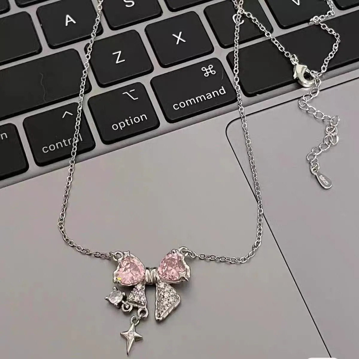 Crystal Bowknot Chain Necklace GEM001
