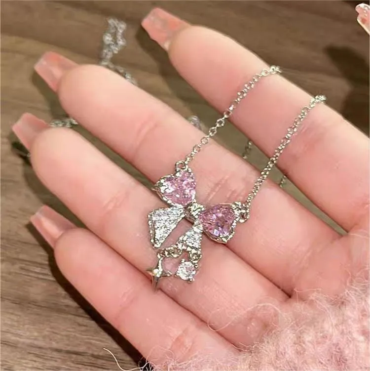 Crystal Bowknot Chain Necklace GEM001