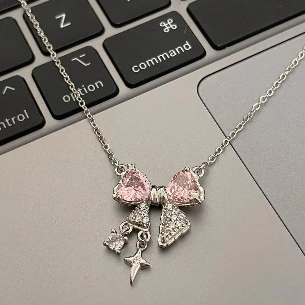Crystal Bowknot Chain Necklace GEM001