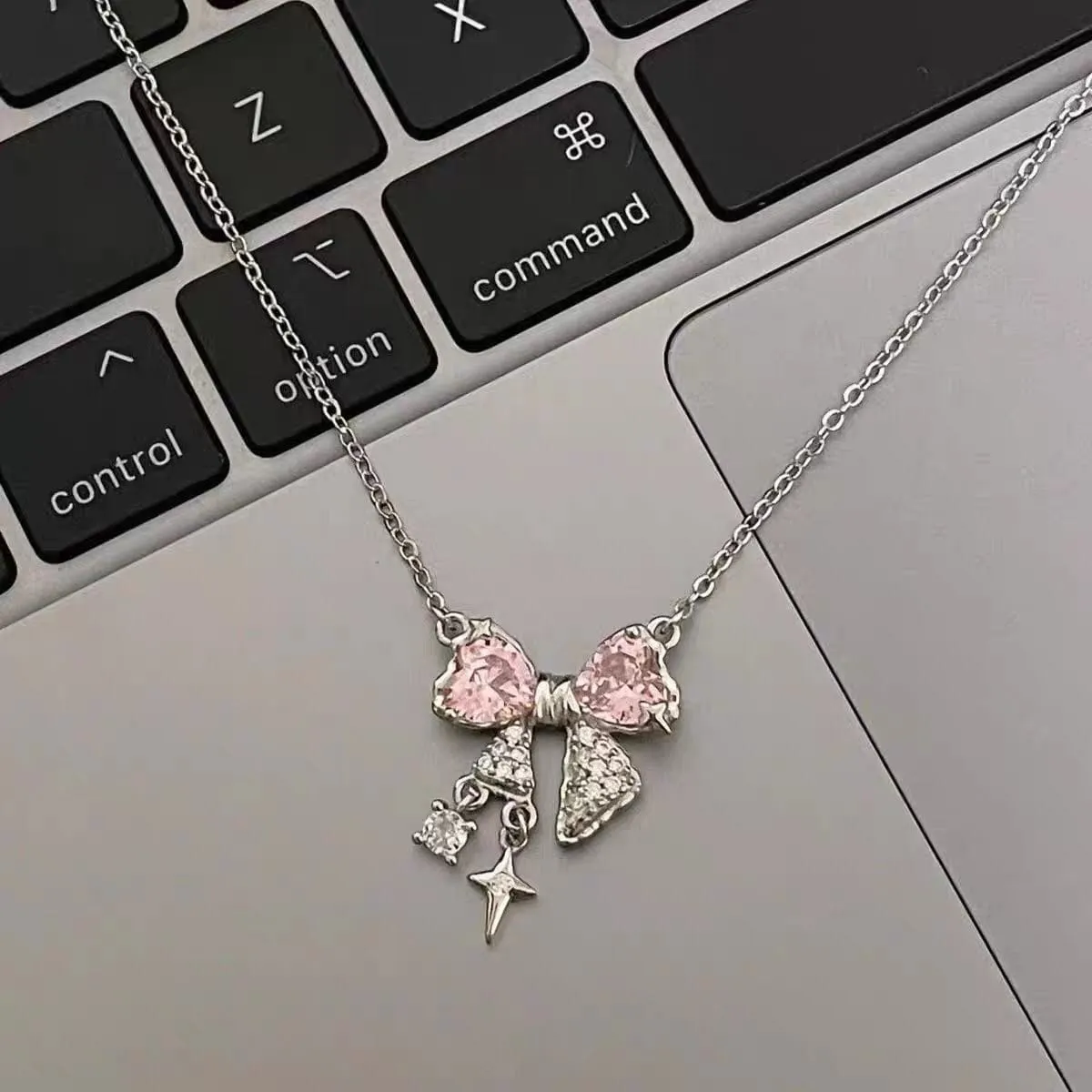 Crystal Bowknot Chain Necklace GEM001