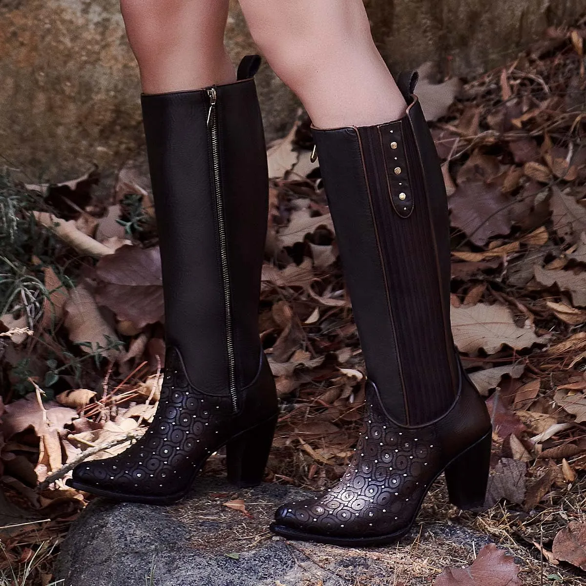 Cuadra Women's Tall Boot with Bovine Leather and Laser Engraving 3F0BRS