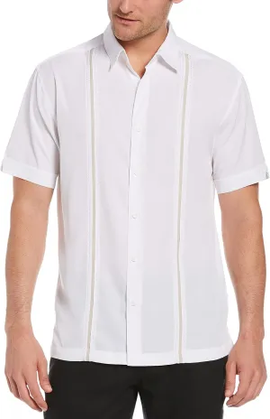 Cubavera Paneled Short Sleeve Shirt for Men, Classic Fit, Wrinkle Resistant, Casual Button-Down Shirt With Spread Collar