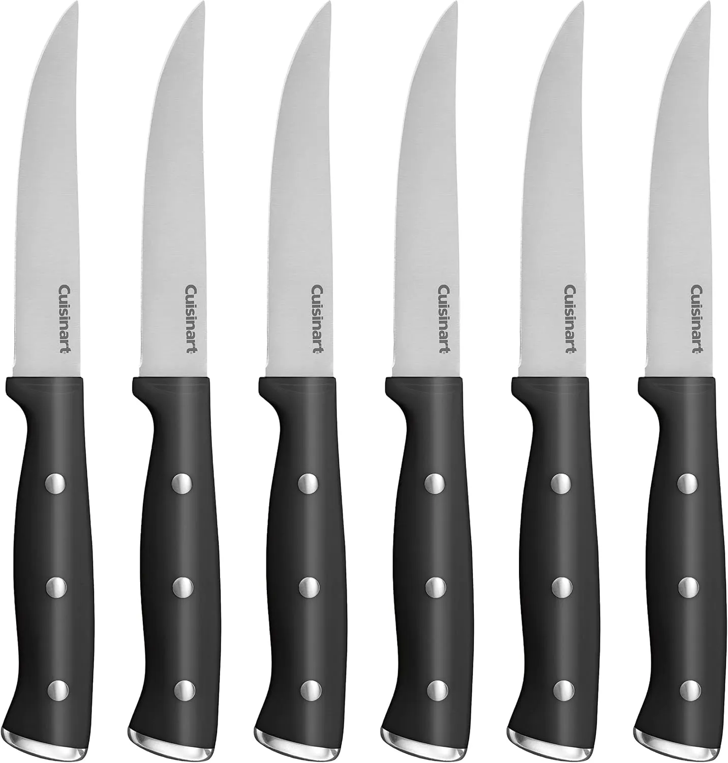 Cuisinart Classic Forged Triple Rivet, 6-Piece Steak Knife Set, Superior High-Carbon Stainless Steel Blades for Precision and Accuracy (Black)