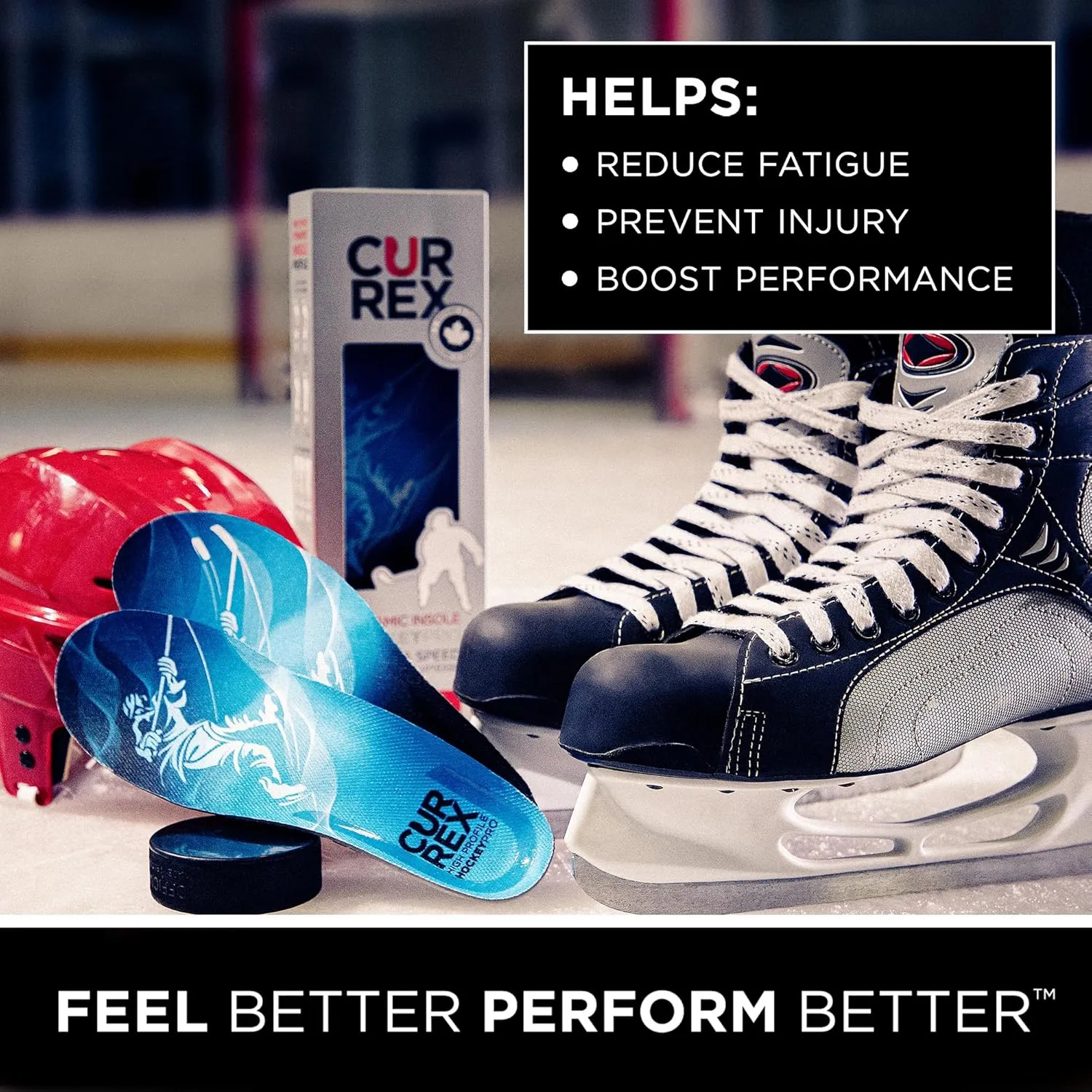 CURREX HockeyPro Insoles for Hockey Skates & Ice Skating – 3D Dynamic Arch Support to Improve Stability, Anti-Slip Heel for Optimized Movement – for Men & Women – Medium Arch, XL