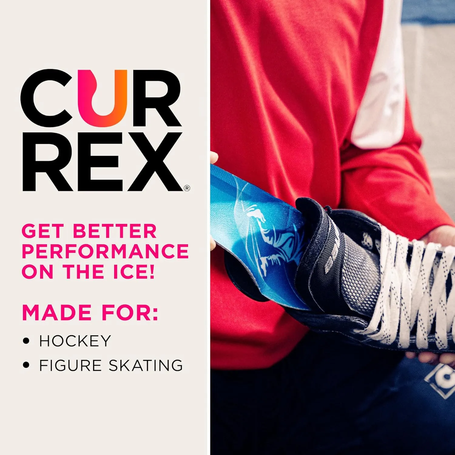 CURREX HockeyPro Insoles for Hockey Skates & Ice Skating – 3D Dynamic Arch Support to Improve Stability, Anti-Slip Heel for Optimized Movement – for Men & Women – Medium Arch, XL