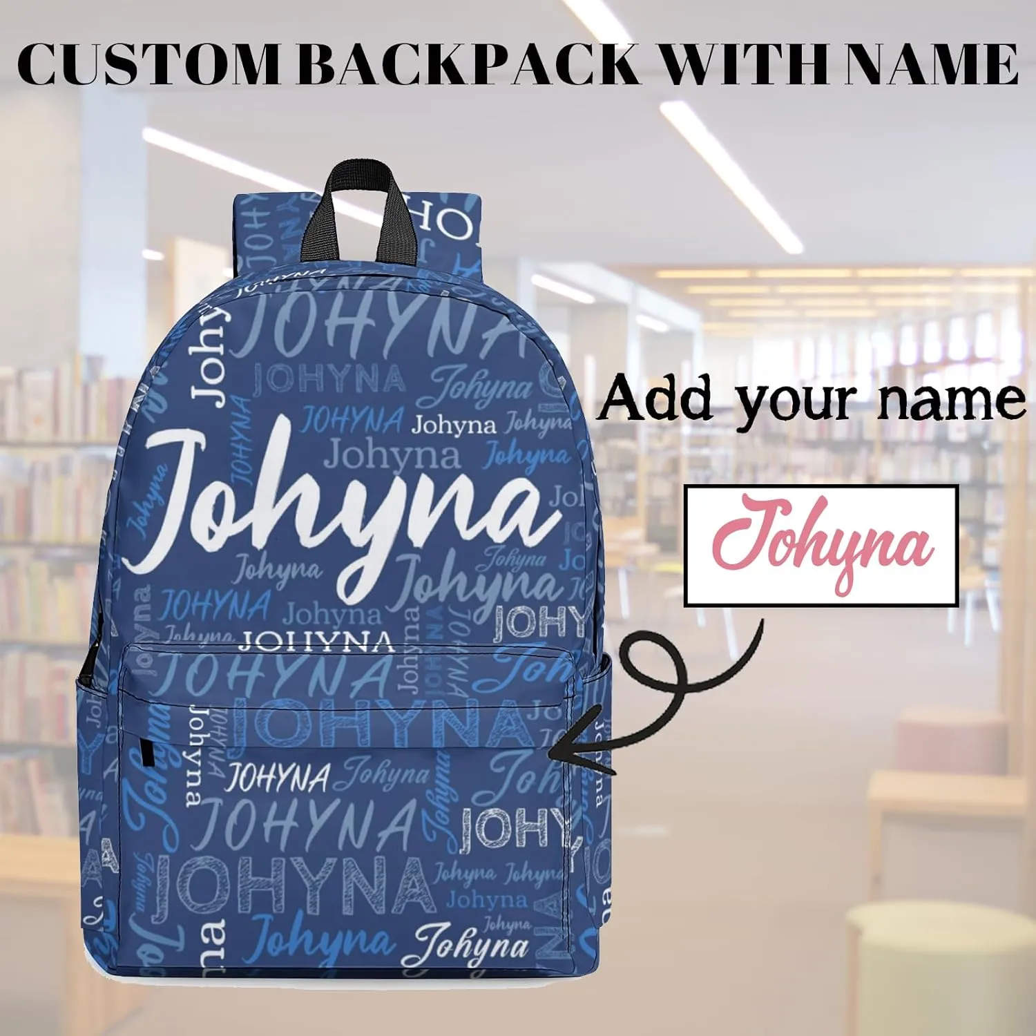 Custom Backpack with Name Personalized Name School Backpack, Customized Bookbag for Boys Girls Kids School Travel Work (Color11)