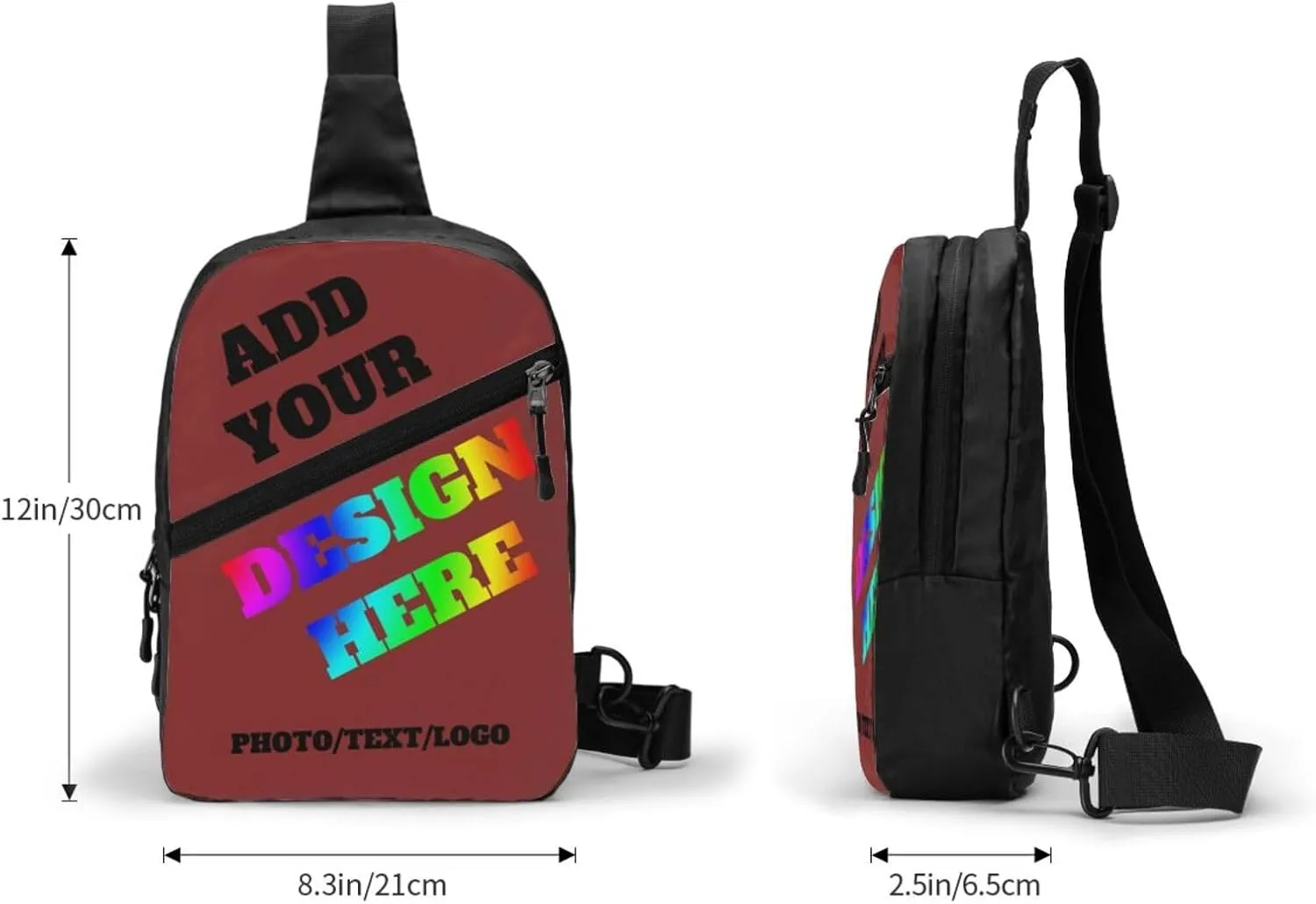Custom Messenger Bag with Text Logo Sling Shoulder Backpack For Men Women, Personalized Custom Messenger Bag Gifts