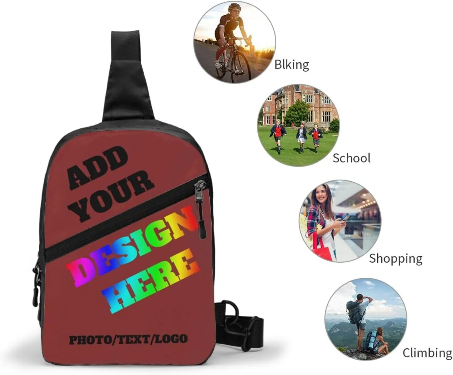 Custom Messenger Bag with Text Logo Sling Shoulder Backpack For Men Women, Personalized Custom Messenger Bag Gifts