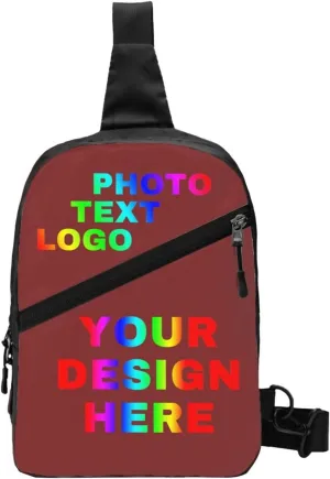 Custom Messenger Bag with Text Logo Sling Shoulder Backpack For Men Women, Personalized Custom Messenger Bag Gifts