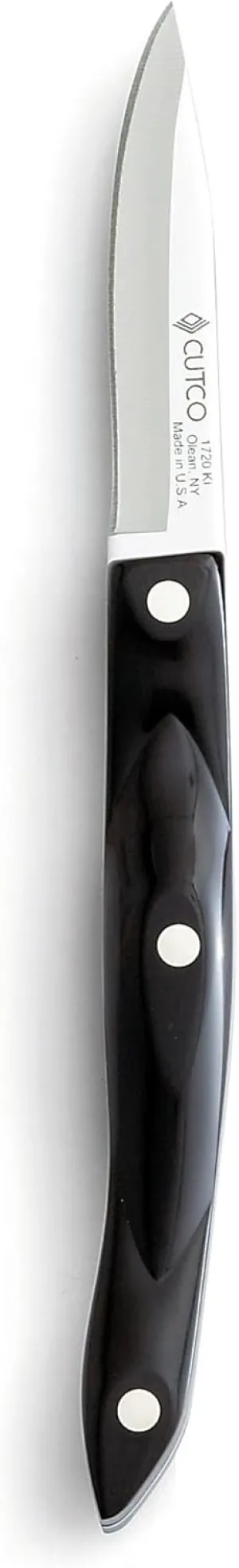 CUTCO Model 1720 Paring Knife with 2¾" High Carbon Stainless blade and 5" classic dark brown handle (often called"black") in factory-sealed plastic bag.