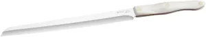 CUTCO Model 3724 White (Pearl) Santoku Slicer Knife with High Carbon Stainless 10.10" Double-D serrated edge blade and 5.5" handle in factory-sealed plastic bag.