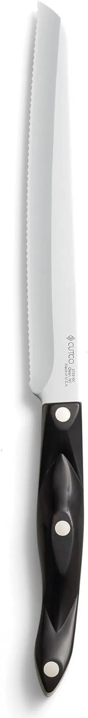 CUTCO Model 3729 Santoku-Style Carver with 8.2" Double-D serrated edge blade and 5.5" Classic Dark Brown handle (often called "Black").