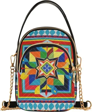 Cute Cartoon Flower Pattern Boho trendy shoulder purses for women crossbody with multi pockets hand bag for running