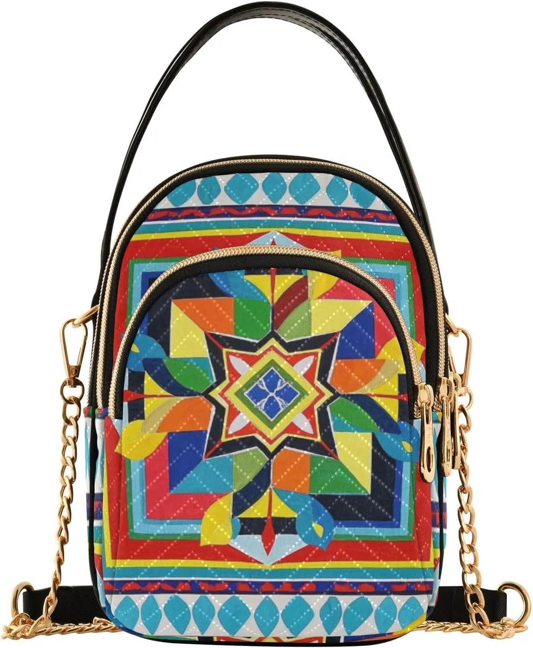 Cute Cartoon Flower Pattern Boho trendy shoulder purses for women crossbody with multi pockets hand bag for running