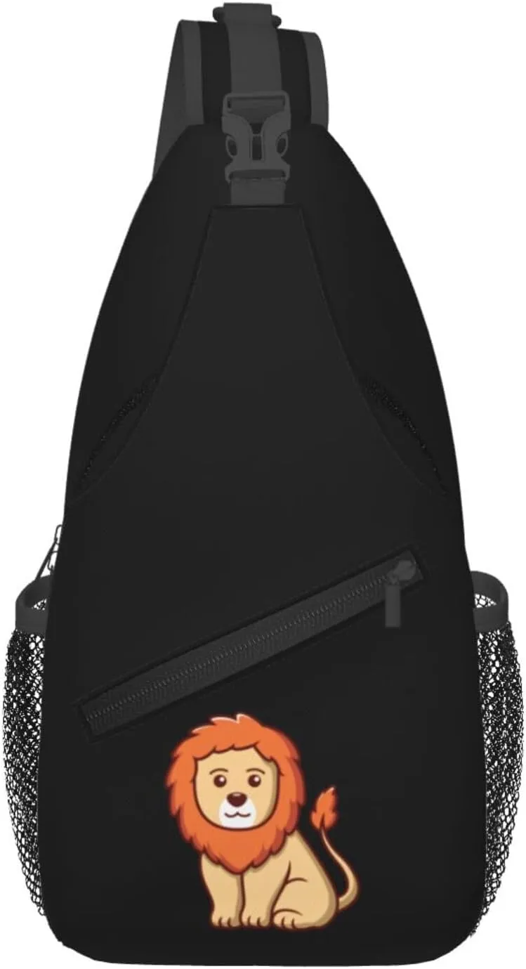 Cute Cartoon Lion Crossbody Bags For Women Men Chest Backpack Gym Shoulder Bag Travel Outdoor Sports Casual Crossbody Bags