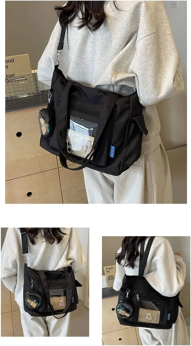 Cute Handbag Crossbody Bag Women, Aesthetic Y2K Shoulder Handbags Fashion Top Handle Bag Women Trendy Tote Bag (black)