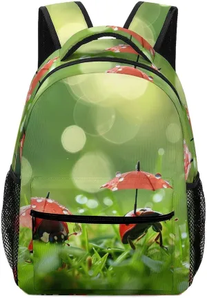 Cute Insects with Umbrellas Cute Backpacks 16.5″ With Padded Straps Funny Back Pack Daypack Laptop Bag for Work Travel Hiking Camping