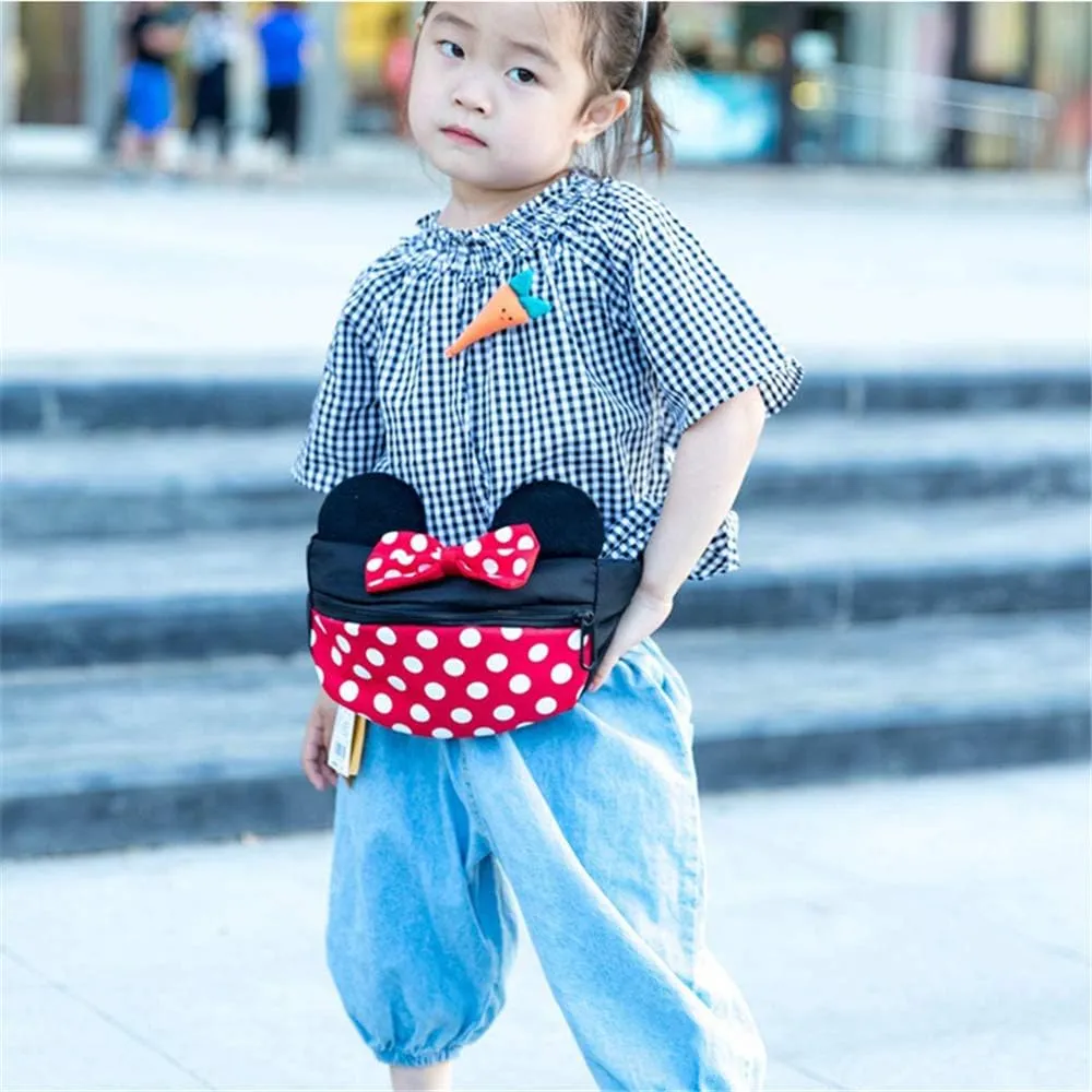 Cute Mini Mouse Fanny Pack for Little Girls Travel Crossbody Purse Small Children Kids Waist Bag Baby Toddler Girls Accessories Outfit Child Cross Body Purse Girl Waist Pack Toddler Bag
