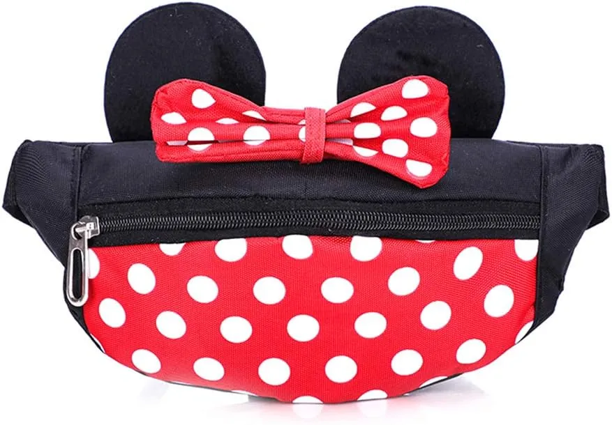 Cute Mini Mouse Fanny Pack for Little Girls Travel Crossbody Purse Small Children Kids Waist Bag Baby Toddler Girls Accessories Outfit Child Cross Body Purse Girl Waist Pack Toddler Bag