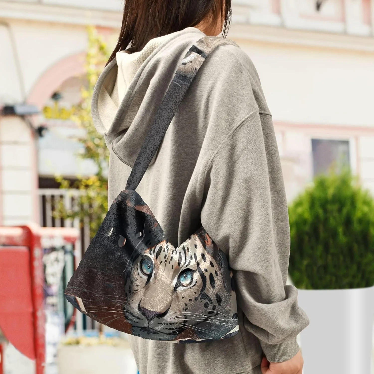 Cute Mouse Broken Wall Shoulder Bag, Plush Tote Bag Women, Womens Outdoor Bag
