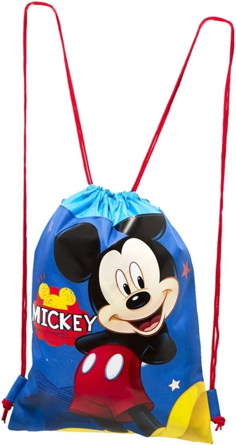D i s n e y Mickey and Minnie Mouse Drawstring Backpacks Plus Lanyards with Detachable Coin Purse and Autograph Books (Set of 6) (Dark Blue - Dark Blue)