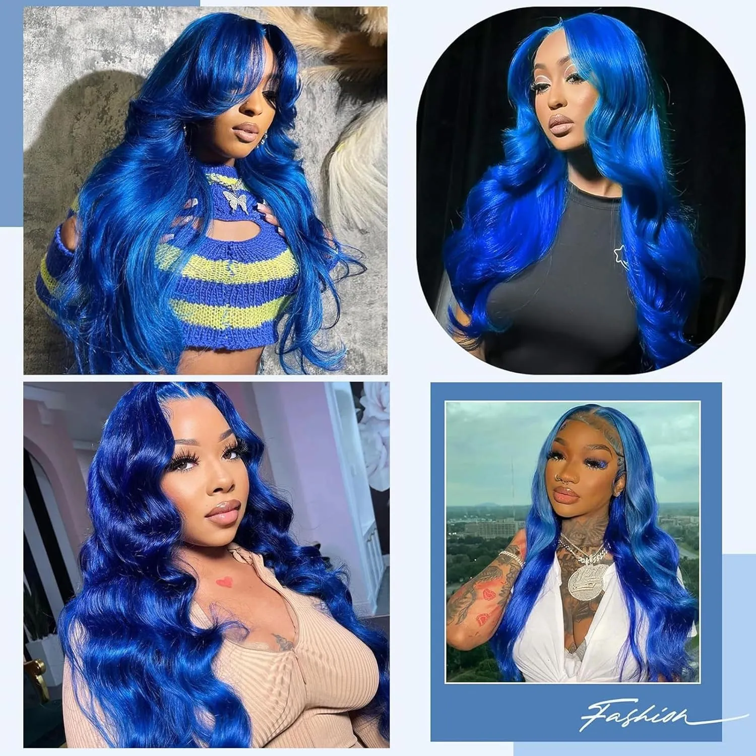 Dark Blue Body Wave Wig 30 Inch HD Transparent Lace Front Wig Human Hair Pre Plucked 13x6 HD Lace Front Royal Blue Wig Human Hair for Women 180% Density Navy Blue Colored Lace Wig Human Hair