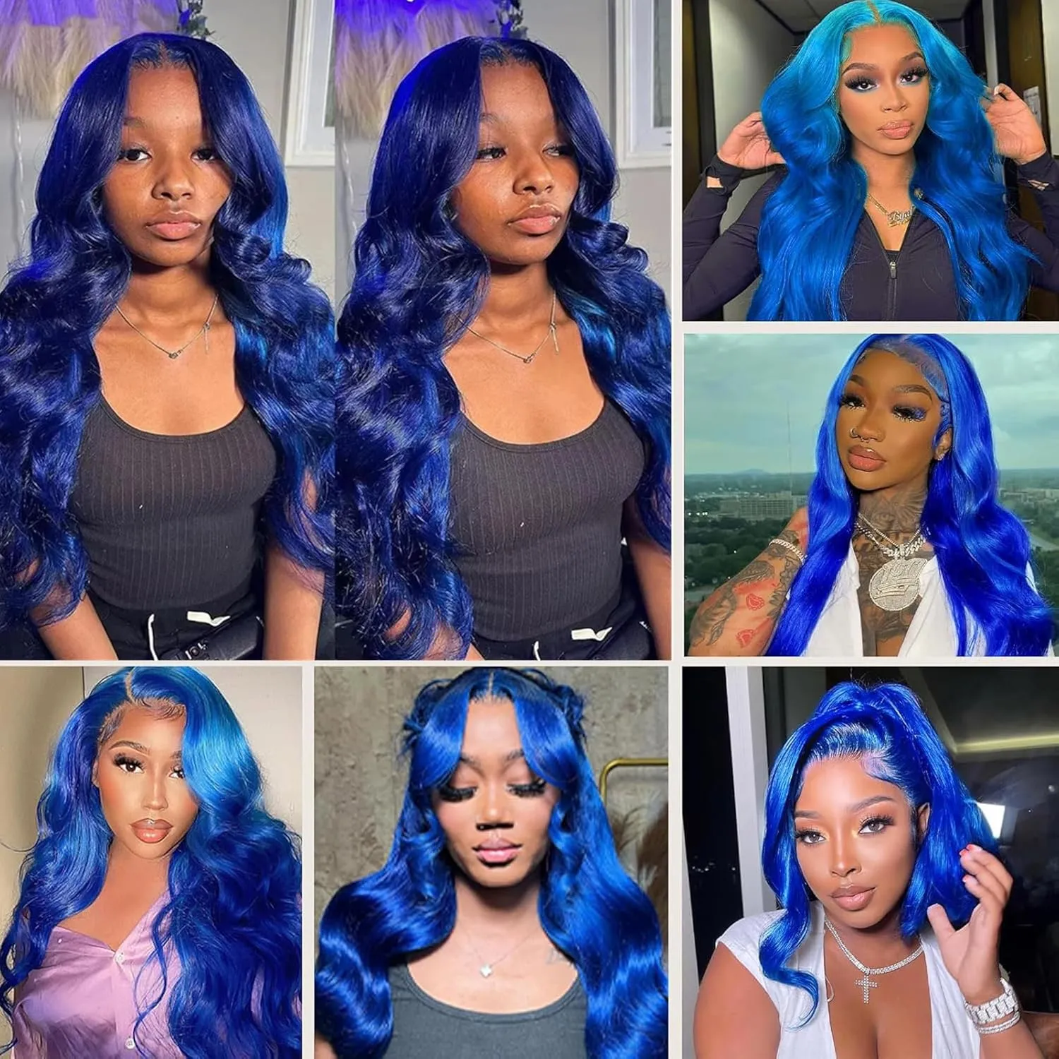 Dark Blue Body Wave Wig 30 Inch HD Transparent Lace Front Wig Human Hair Pre Plucked 13x6 HD Lace Front Royal Blue Wig Human Hair for Women 180% Density Navy Blue Colored Lace Wig Human Hair