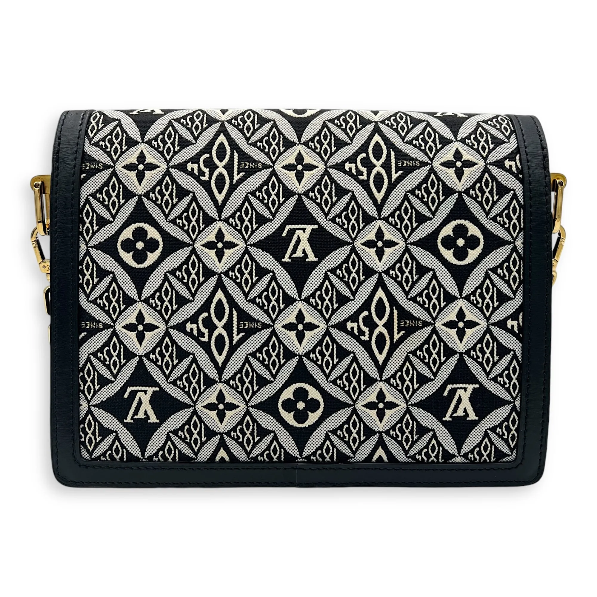 Dauphine Crossbody Bag MM Blue in Jacquard, Gold hardware