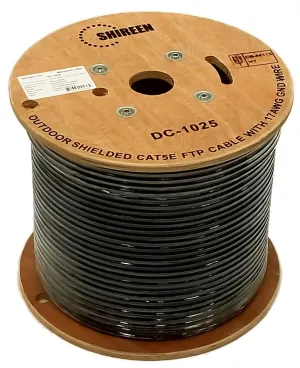 DC-1025 - Outdoor CAT5e FTP - Shielded Cable with a Solid 17AWG CCS Messenger Wire, 1000ft Spool