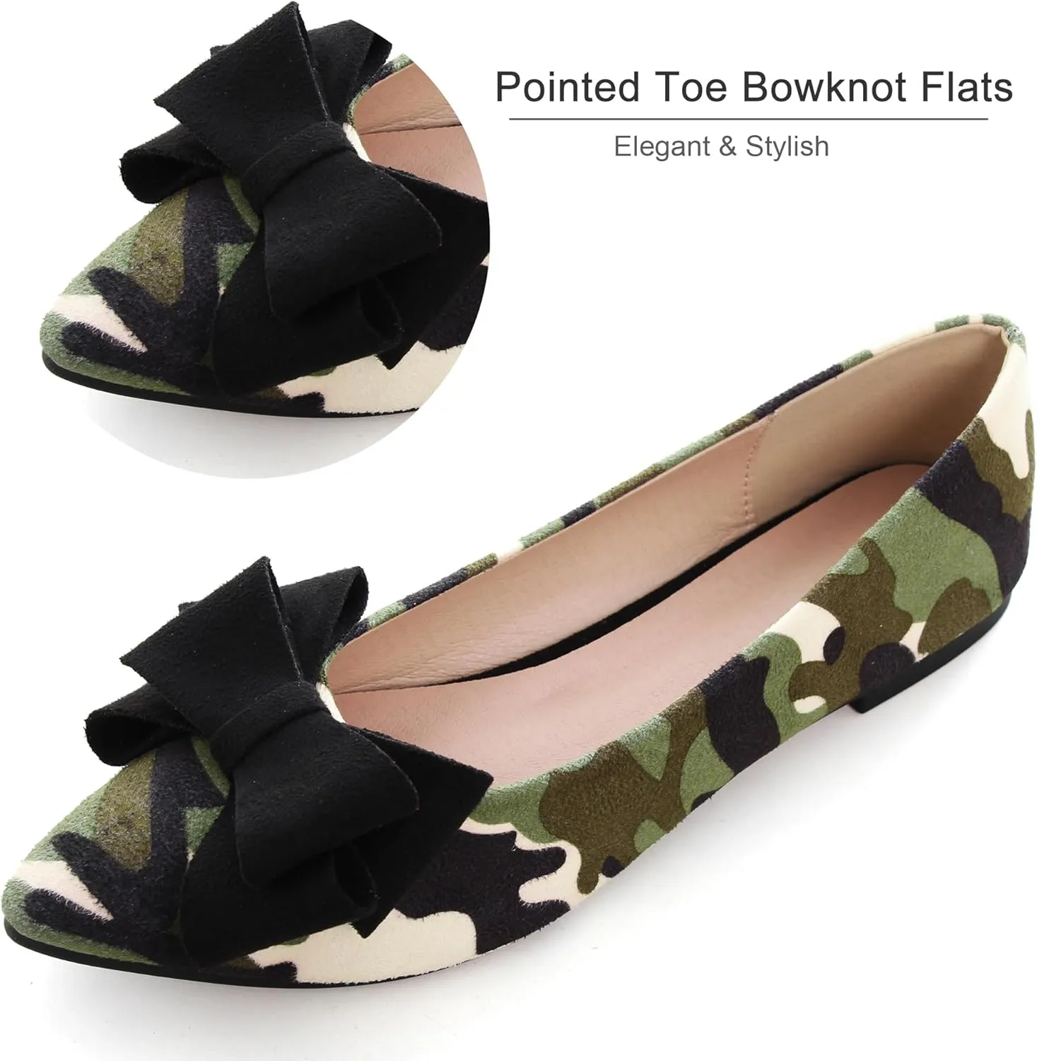 Dear Time Women's Casual Flats Bowknot Pointed Toe Ballet Flats Dressy Bridal Shoes Slip Ons Loafers for Women Comfortable Shoes