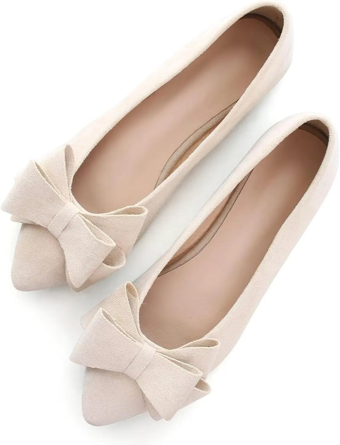 Dear Time Women's Casual Flats Bowknot Pointed Toe Ballet Flats Dressy Bridal Shoes Slip Ons Loafers for Women Comfortable Shoes