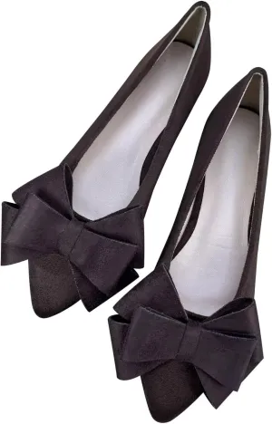 Dear Time Women's Casual Flats Bowknot Pointed Toe Ballet Flats Dressy Bridal Shoes Slip Ons Loafers for Women Comfortable Shoes