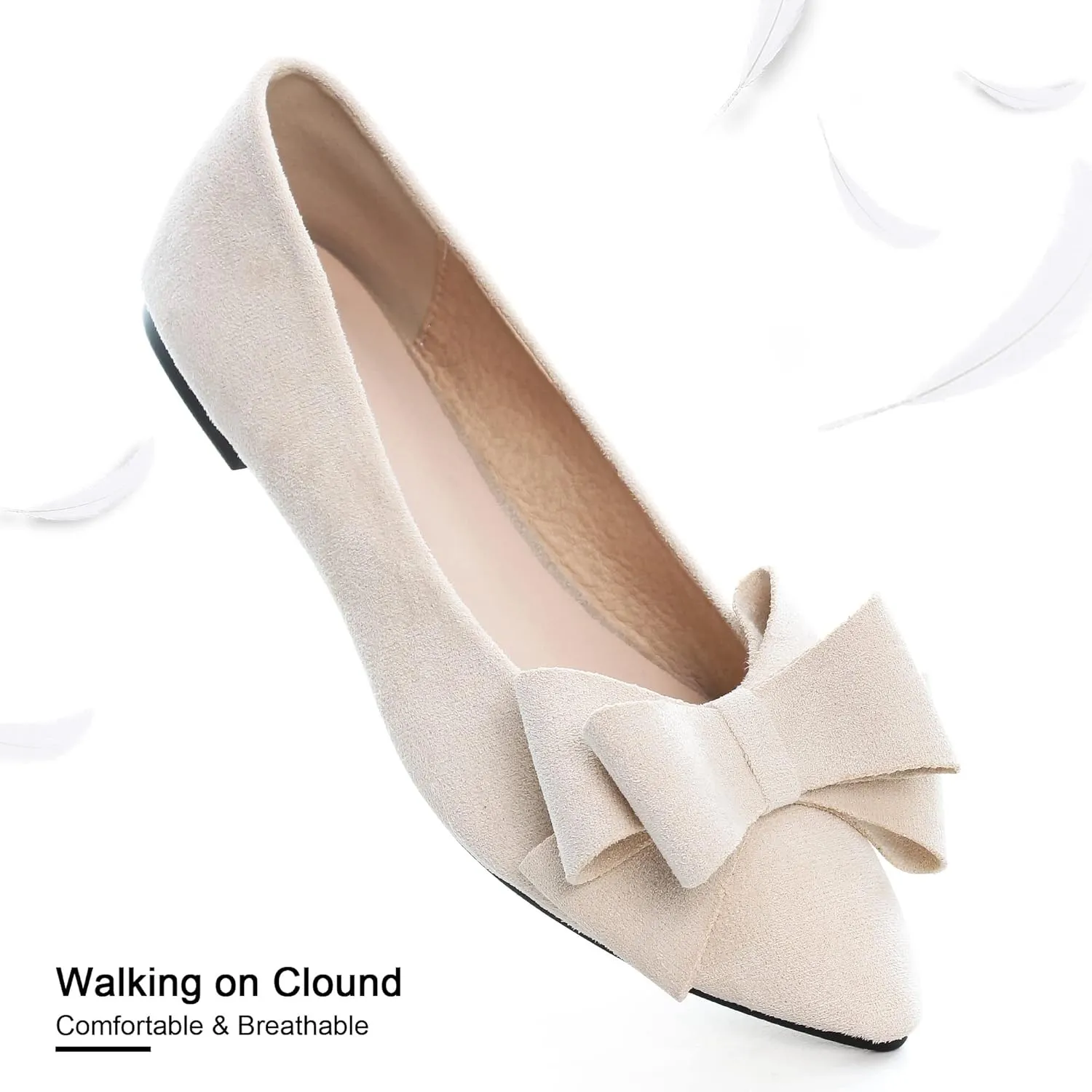 Dear Time Women's Casual Flats Bowknot Pointed Toe Ballet Flats Dressy Bridal Shoes Slip Ons Loafers for Women Comfortable Shoes