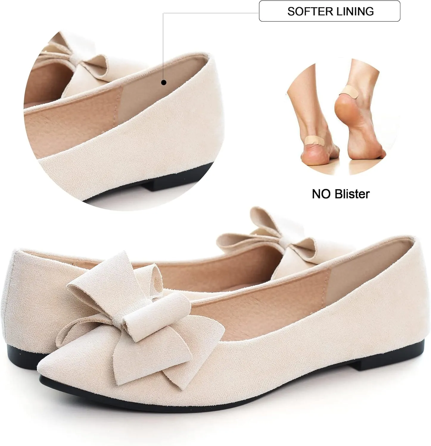 Dear Time Women's Casual Flats Bowknot Pointed Toe Ballet Flats Dressy Bridal Shoes Slip Ons Loafers for Women Comfortable Shoes