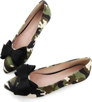 Dear Time Women's Casual Flats Bowknot Pointed Toe Ballet Flats Dressy Bridal Shoes Slip Ons Loafers for Women Comfortable Shoes