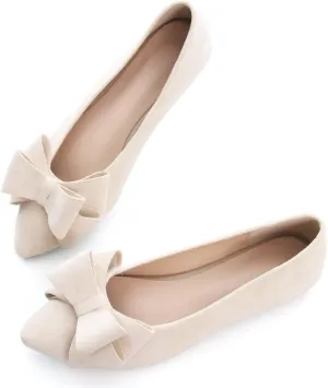 Dear Time Women's Casual Flats Bowknot Pointed Toe Ballet Flats Dressy Bridal Shoes Slip Ons Loafers for Women Comfortable Shoes