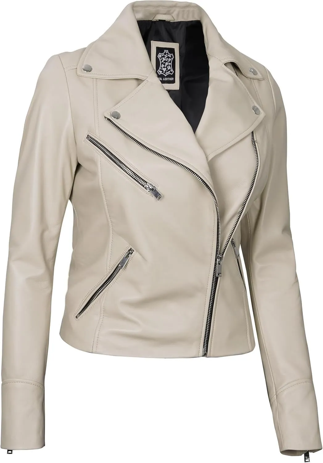 Decrum Asymmetrical Real Leather Jacket Women – Trendy Fashion Lambskin Womens Leather Jacket