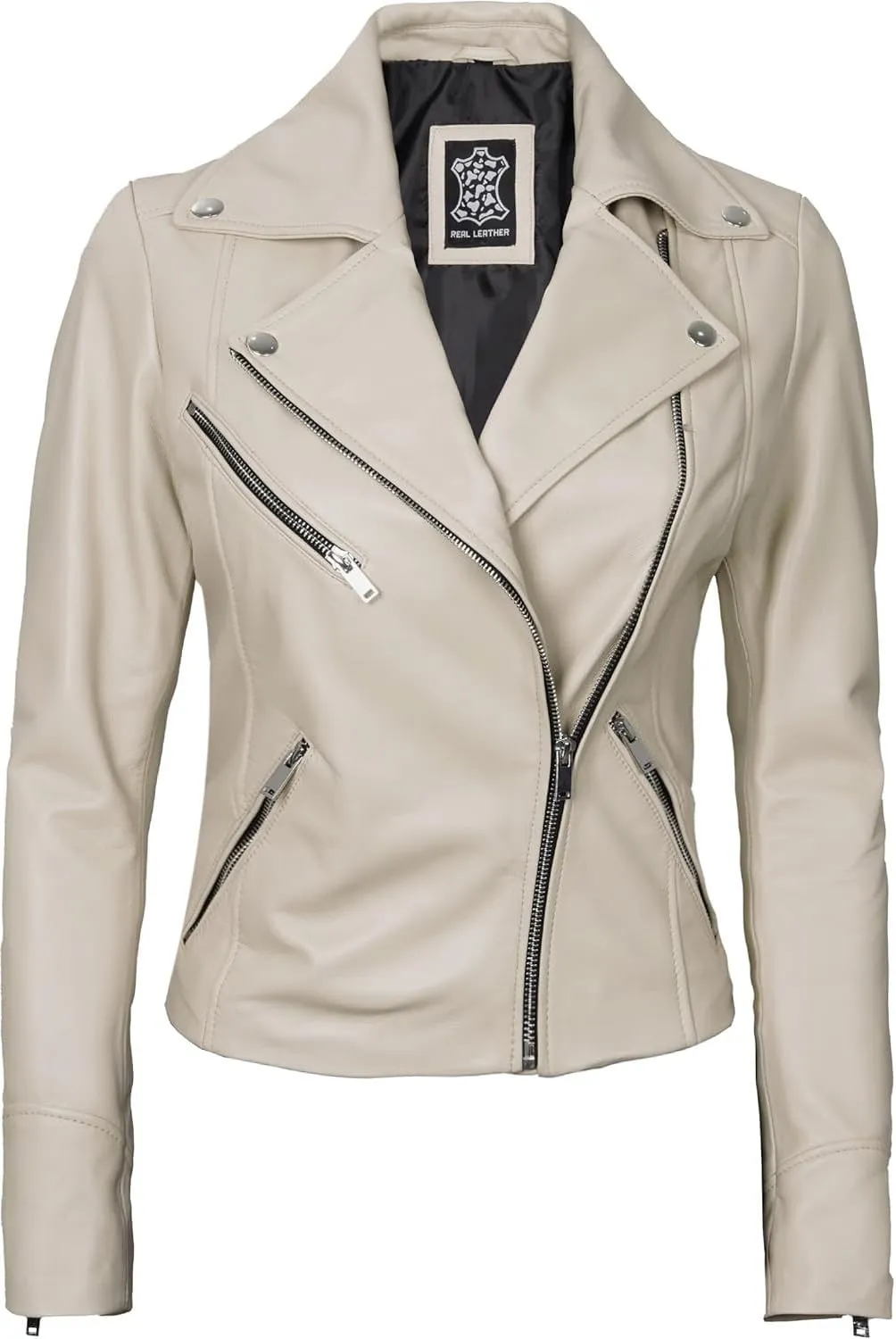 Decrum Asymmetrical Real Leather Jacket Women – Trendy Fashion Lambskin Womens Leather Jacket