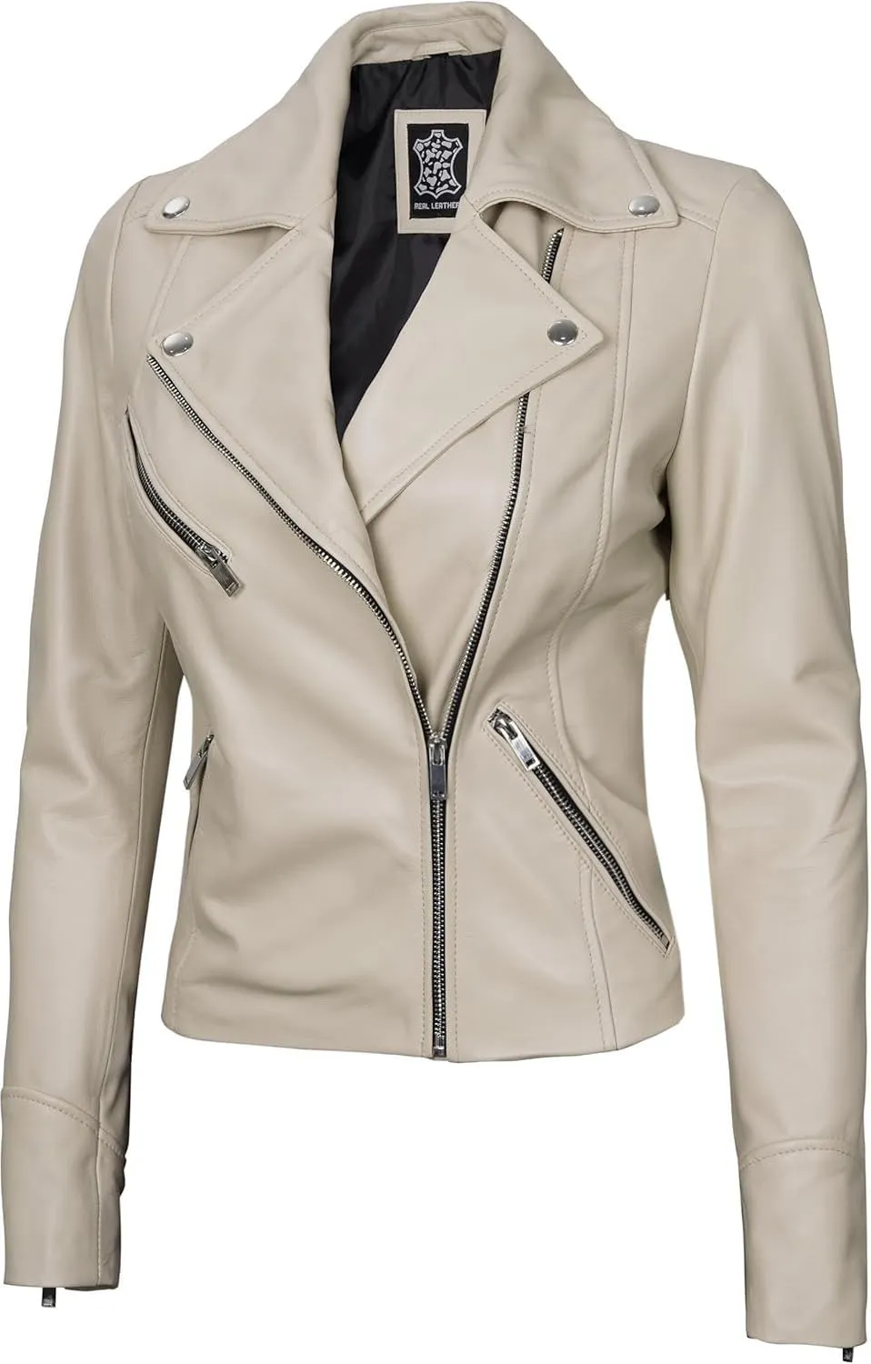 Decrum Asymmetrical Real Leather Jacket Women – Trendy Fashion Lambskin Womens Leather Jacket