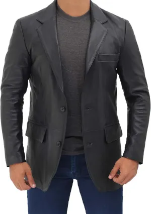 Decrum Leather Blazer for Men - Real Lambskin Coat Style Casual Mens Blazer Jacket